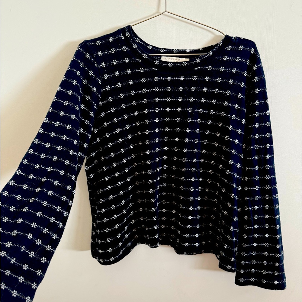Christy Dawn cotton navy with white flowers top. Size M.